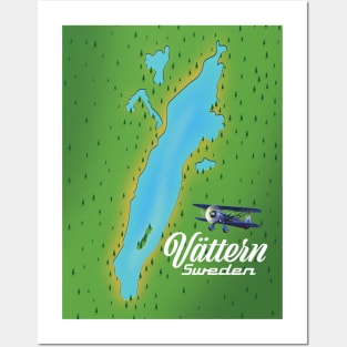 Vättern Sweden Lake map Posters and Art